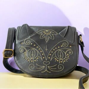 Black Cat Design Crossbody Bag